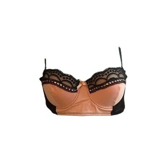 Hers By Herman Womens Peachy Black Lace Padded Adjustable Strap Push Up Bra Size - Picture 1 of 7